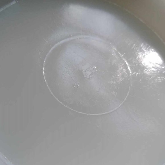 Retro MCM Footed Milk Glass Bowl Gold Rim Embossed Grape Pattern Anchor Hocking - Picture 6 of 8